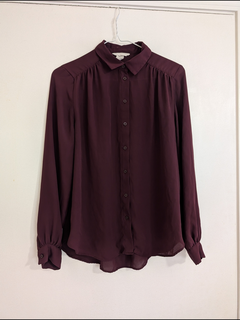H&M Women's Button-Front Blouse In Burgundy